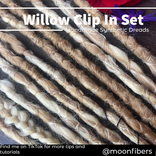 Willow Clip In Dreadlock Extensions Custom Set Synthetic Double Ended Dreadlocks Synthetic Dread Set