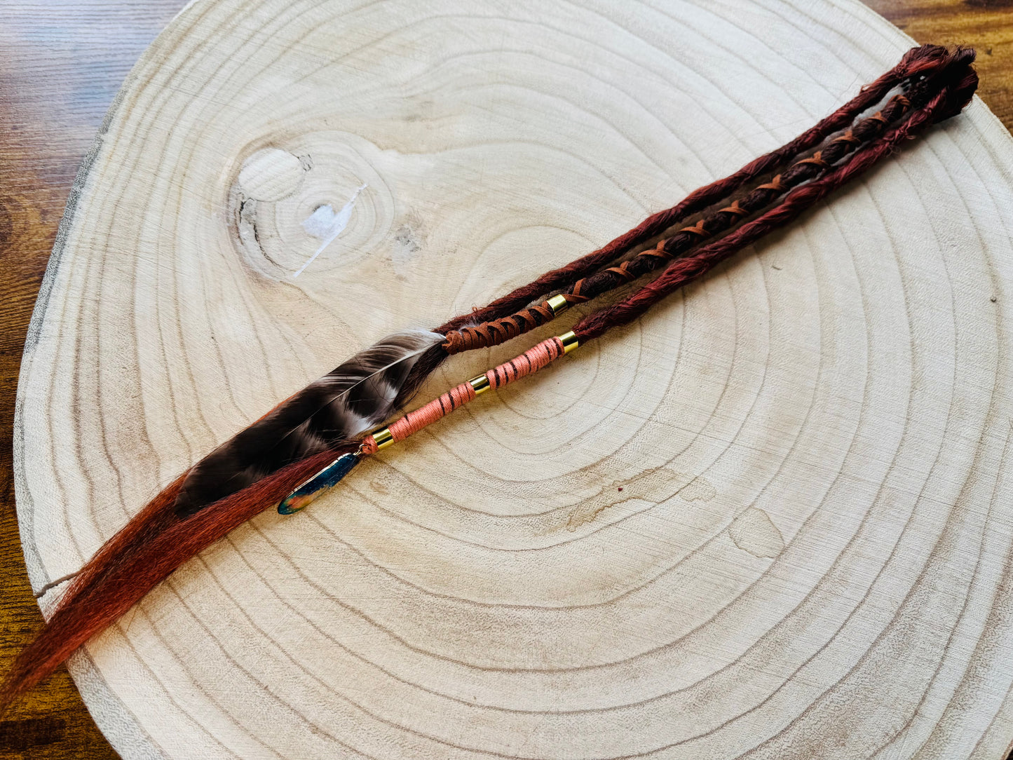 Biscuit Clip-In Dreadlocks (2 Locs + Wrap) | Handmade Synthetic Dreads | Easy Install | 20 inch | Boho Festival hair