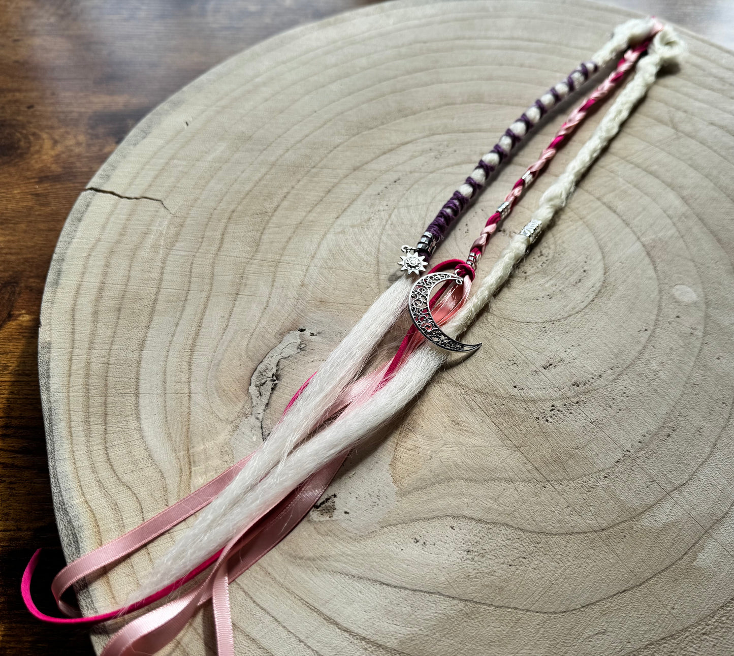 Peony Glow  Clip-In Dreadlocks (2 Locs + Wrap) | Handmade Synthetic Dreads | Easy Install | 14 inch | Boho Festival Hair