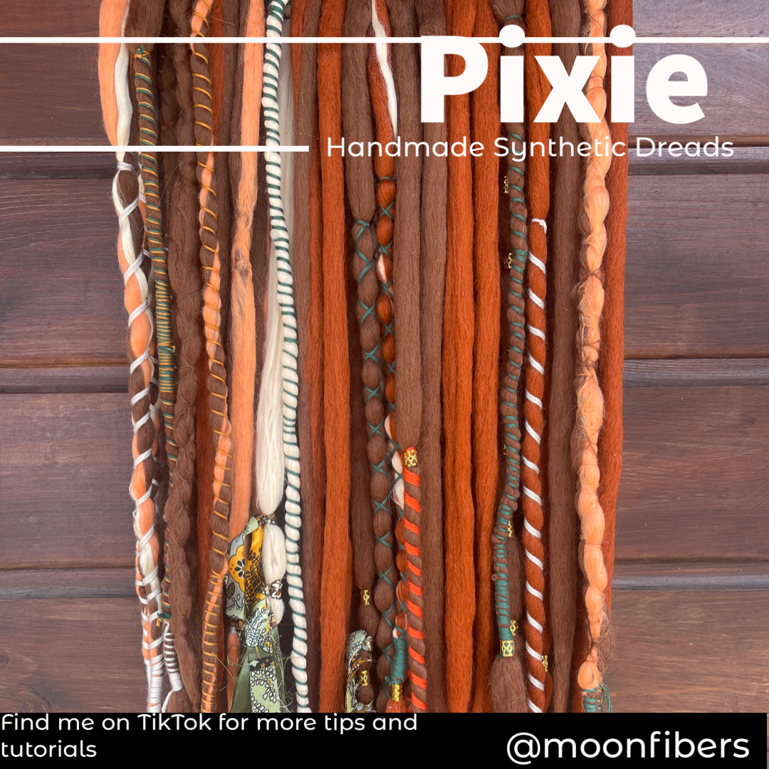 Pixie Wool Dreadlock Set - 20 Double Ended Wool dreadlocks