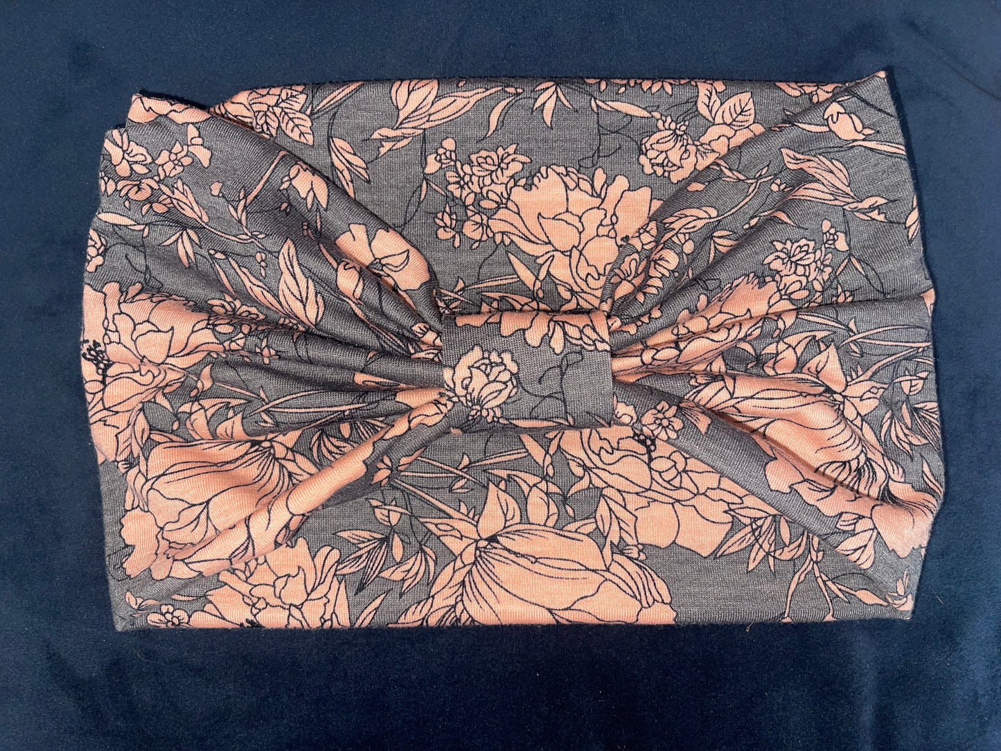 Extra wide Stretch Floral Grey/Pink Headband