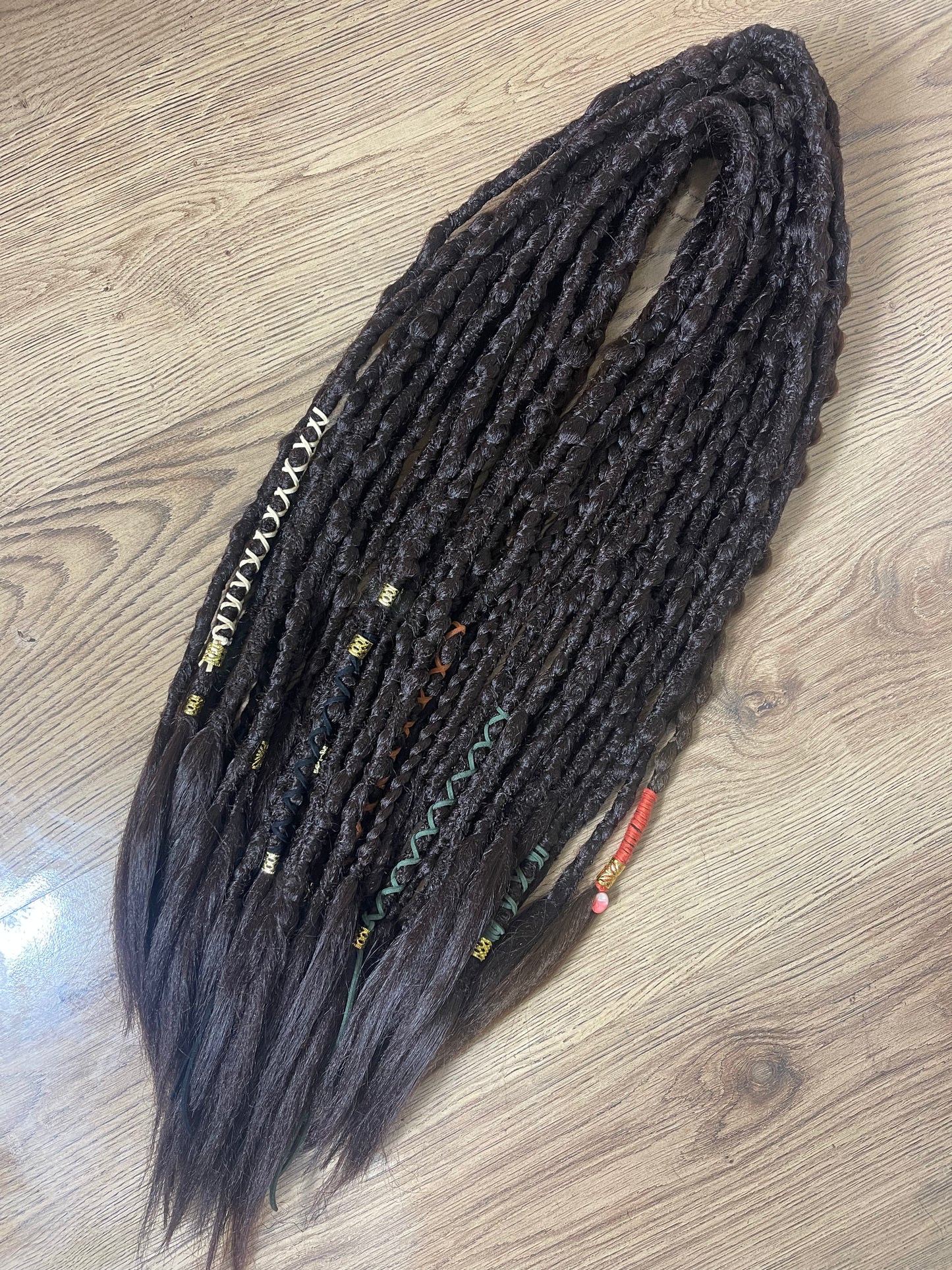 Aphrodite Dark Brown Dreadlock Extensions Synthetic Double Ended Dreadlocks Synthetic Dread Set - - Dark Brown -