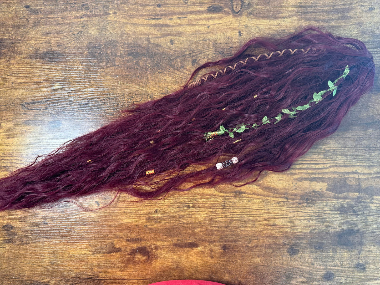 Clip in Dreadlock Ponytail - Dark Red