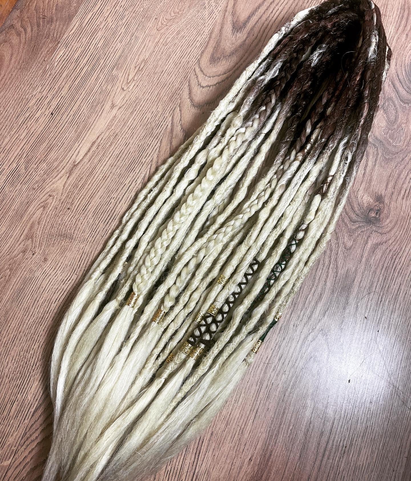 Faye - Blonde ombré Dreadlock Extensions Synthetic Double Ended Dreadlocks Synthetic Dread Set Brown Blonde Dreads ()