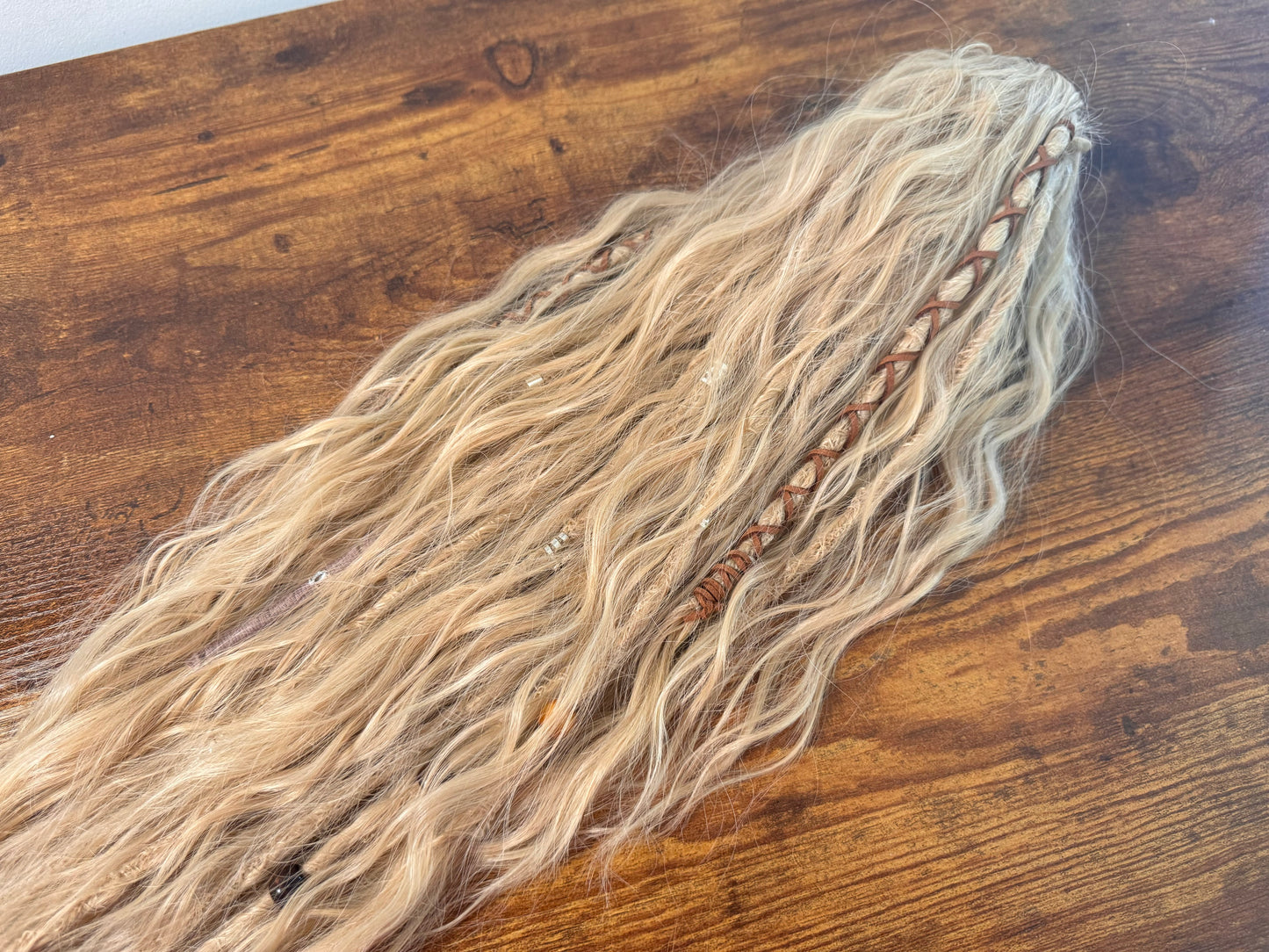 Clip in Dreadlock Ponytail -light Ivory Blonde