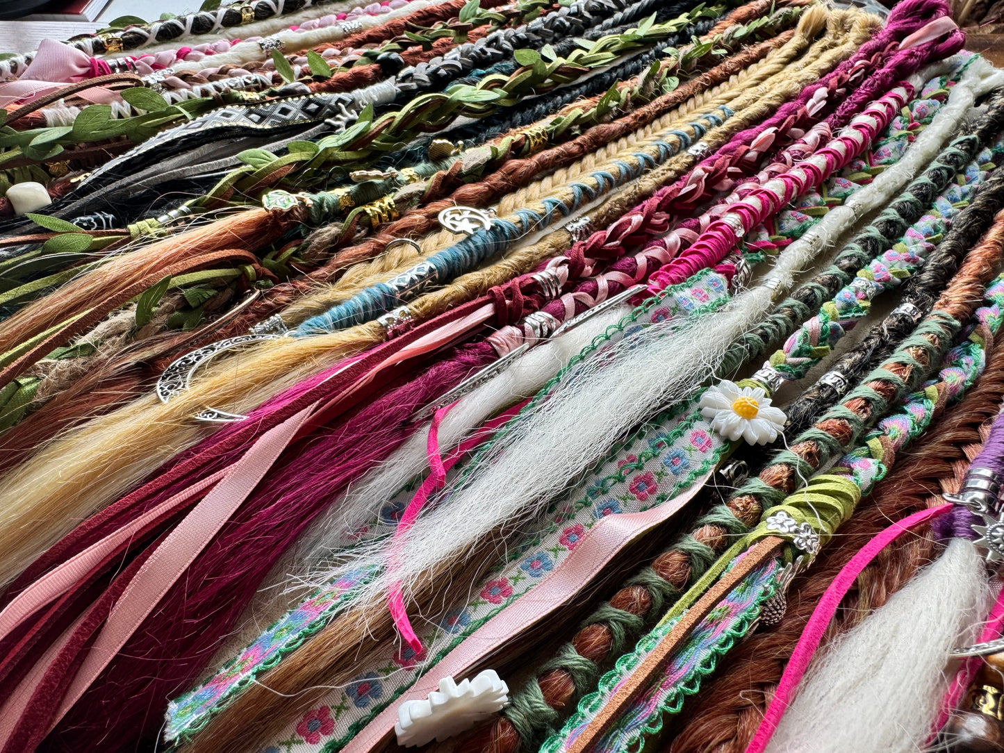 Custom Clip-In Dreadlocks – Synthetic Double Dreads with Hair Wrap – Handmade & Fully Customisable