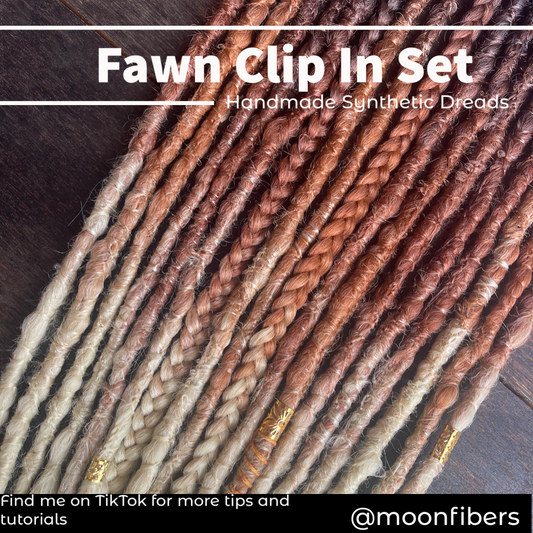 Fawn Clip In Dreadlock Extensions Custom Set Synthetic Double Ended Dreadlocks Synthetic Dread Set