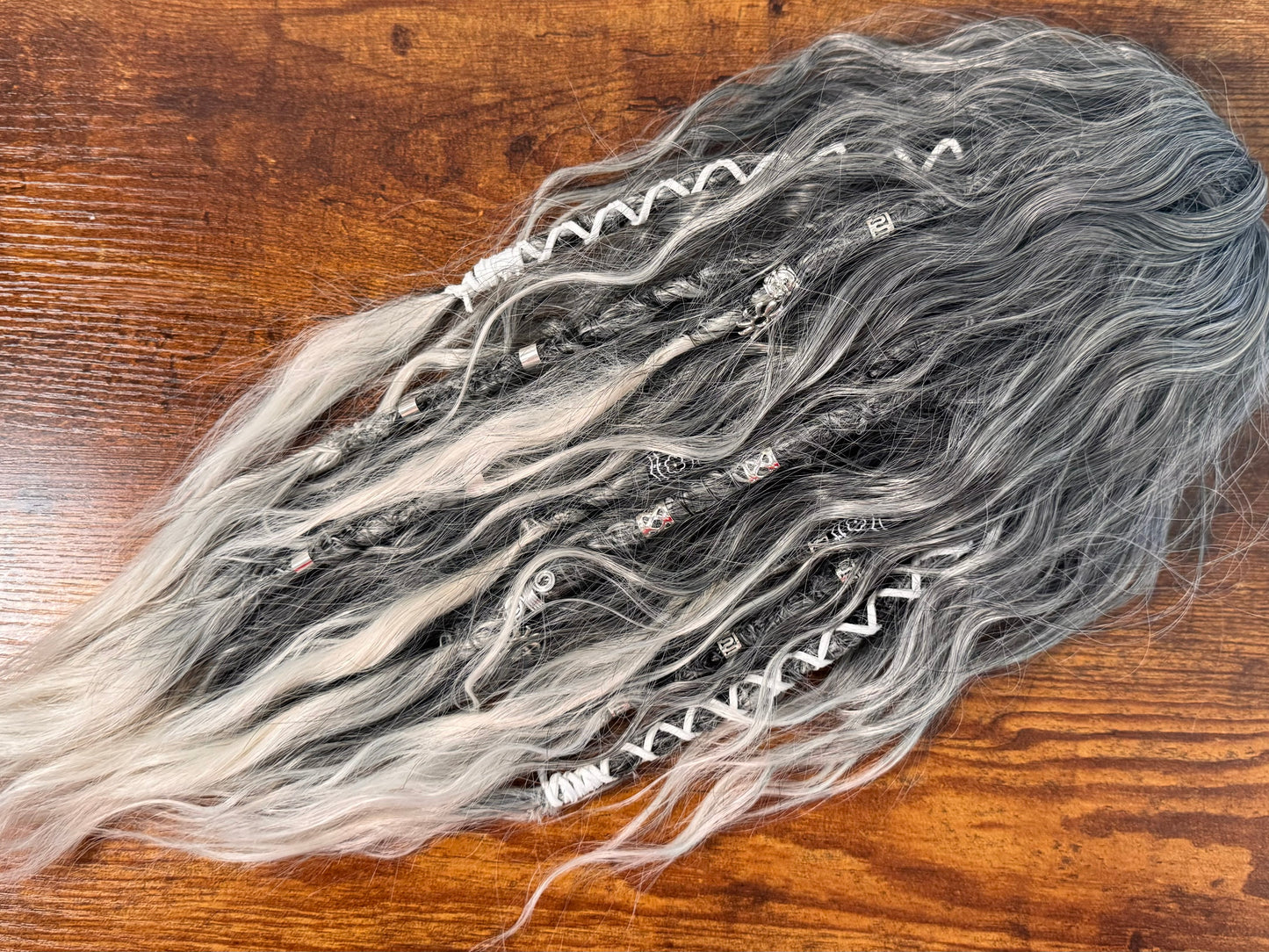 Clip in Dreadlock Ponytail -Grey Ombré