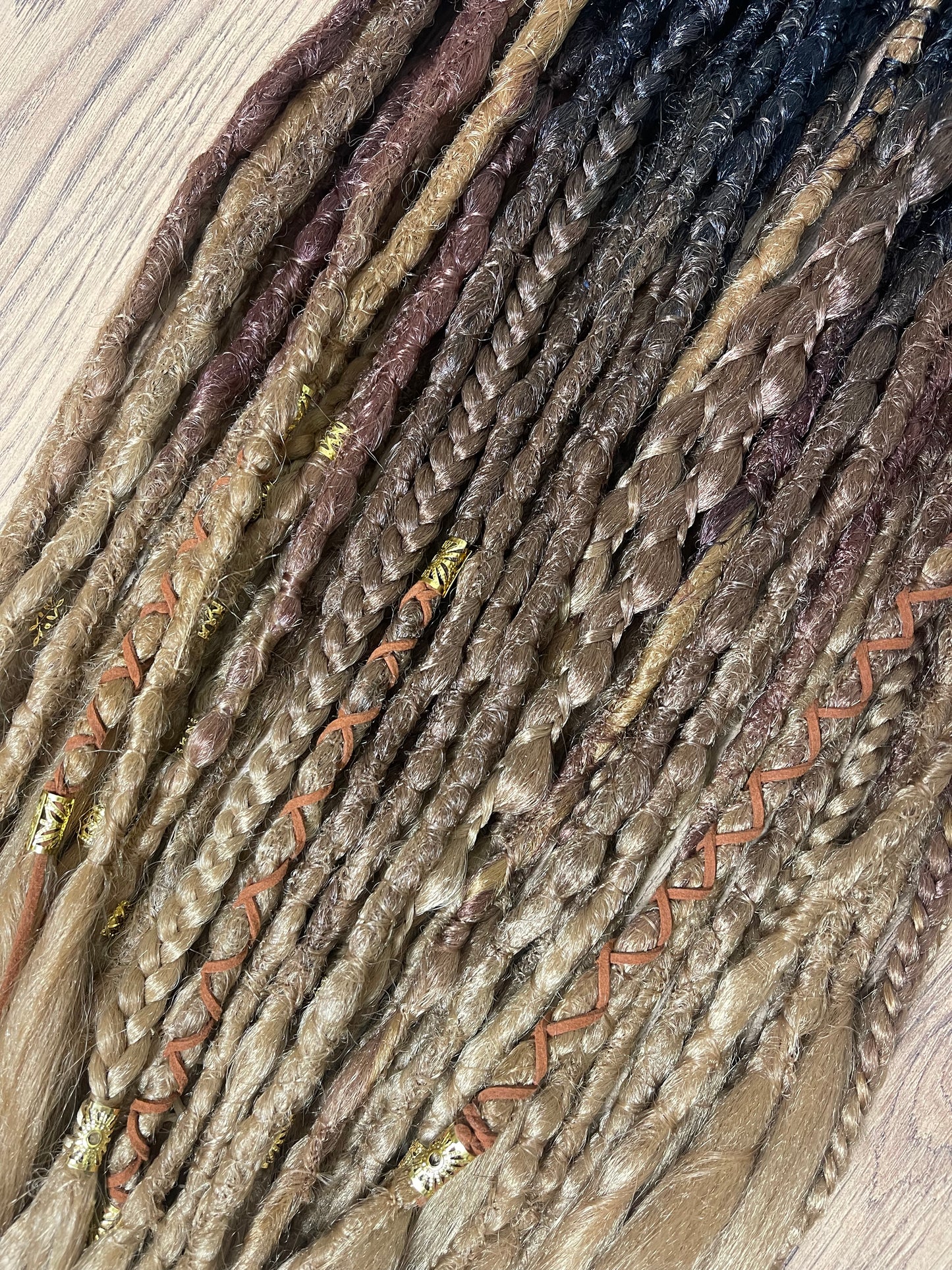 Brown Ombré- Gaia Dreadlock Extensions Synthetic Double Ended Dreadlocks Synthetic Dread Set Brown Ombré