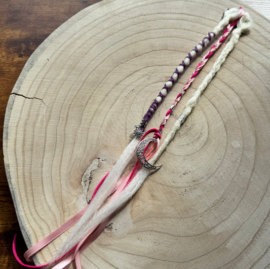 Peony Glow  Clip-In Dreadlocks (2 Locs + Wrap) | Handmade Synthetic Dreads | Easy Install | 14 inch | Boho Festival Hair