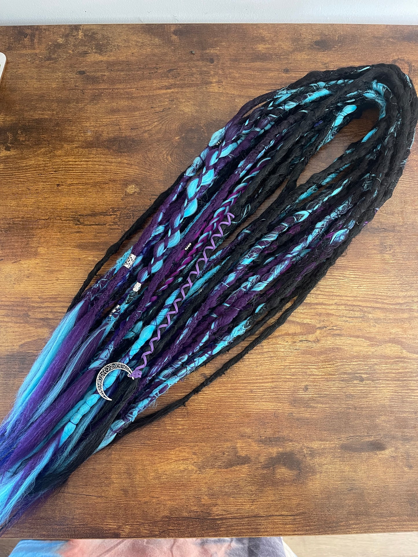 Galaxy Dreadlock Extensions Synthetic Double Ended Dreadlocks Synthetic Dread Set  Black , Purple , Blue Braids Dreads