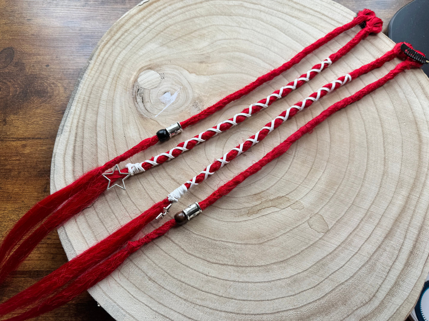 Cerise Clip-In Dreadlocks Set of 2 | Handmade Synthetic Dreads | Easy Install | 20 inch | Boho Festival hair