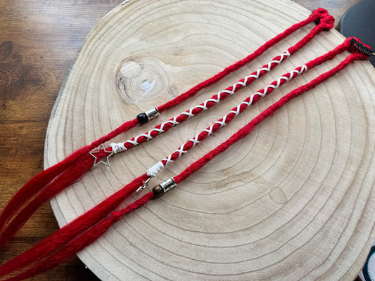Cerise Clip-In Dreadlocks Set of 2 | Handmade Synthetic Dreads | Easy Install | 20 inch | Boho Festival hair