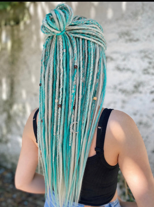Salt - Full Double Ended Dreadlock Extension Set - limited edition - Ready to Ship