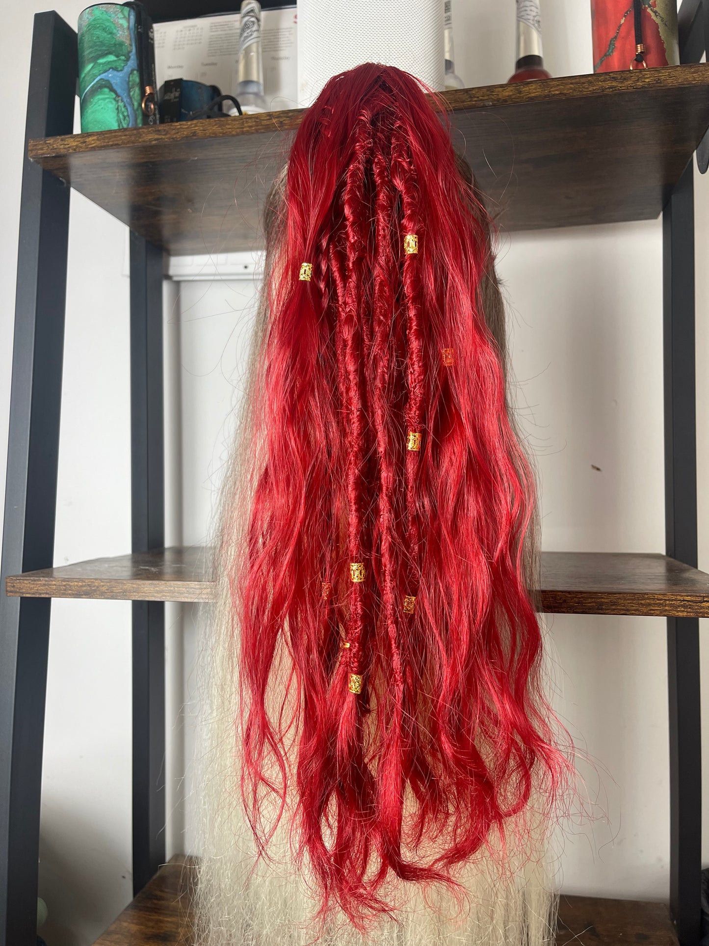 Clip in Dreadlock Ponytail - Red