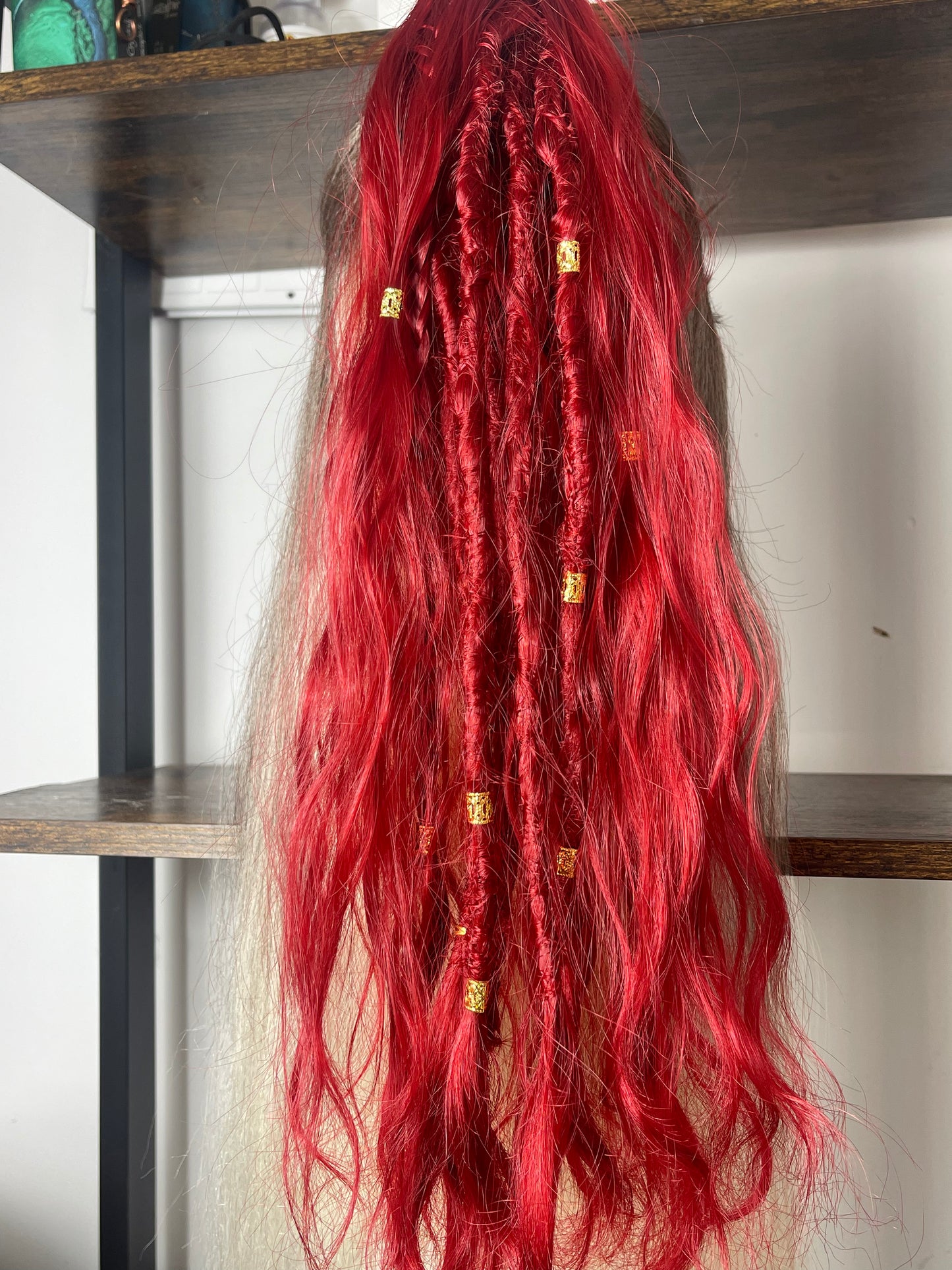 Clip in Dreadlock Ponytail - Red