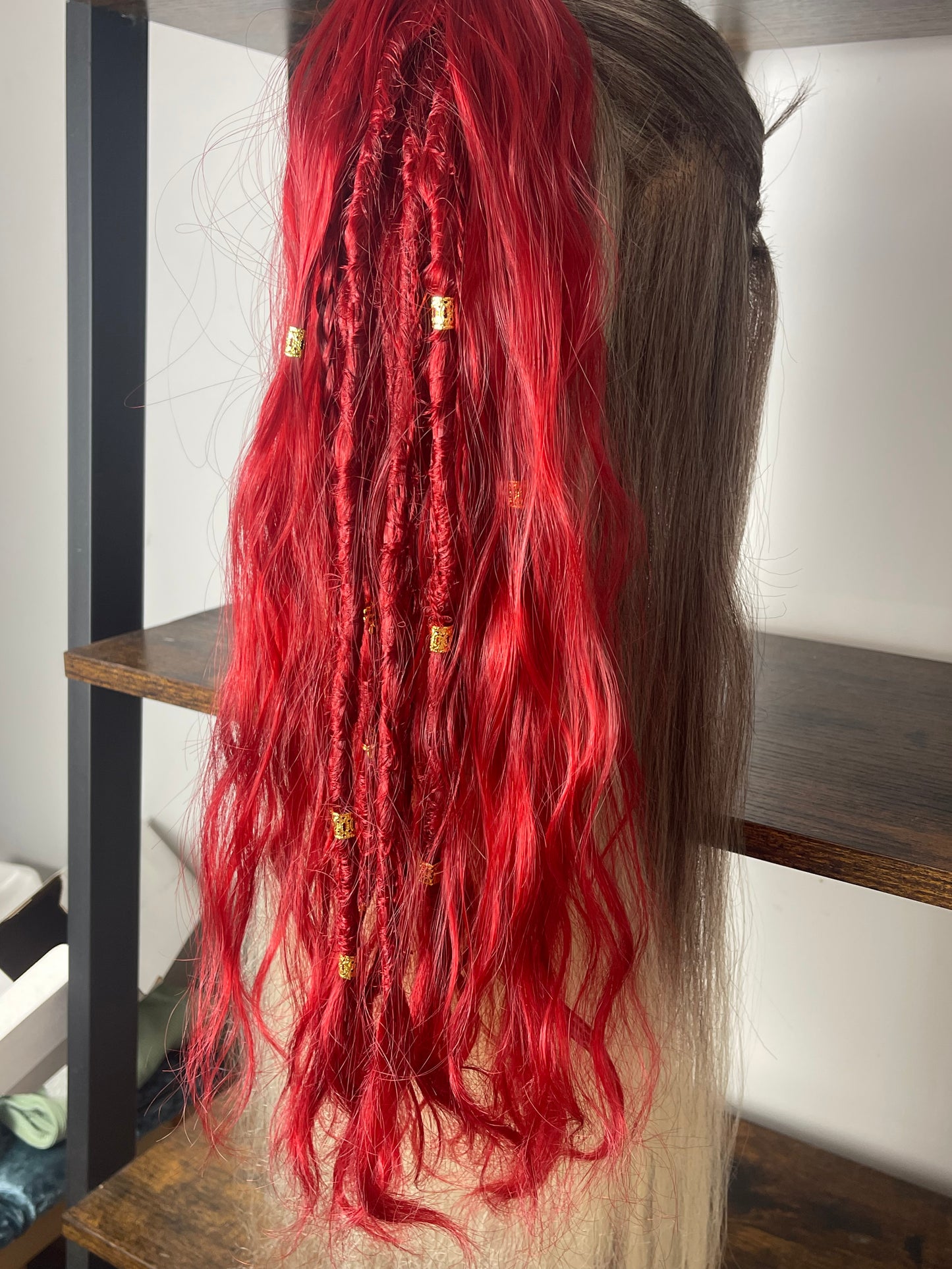 Clip in Dreadlock Ponytail - Red