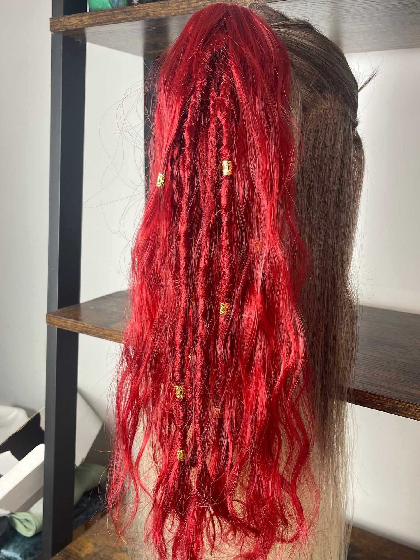 Clip in Dreadlock Ponytail - Red