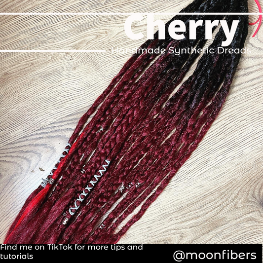 Cherry Red Ombre Dreadlock Extensions Synthetic Double Ended Dreadlocks Synthetic Dread Set Red  - Ombré