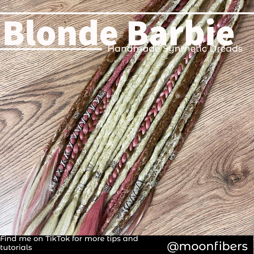 Blonde Barbie Dreadlock Extensions Synthetic Double Ended Dreadlocks Synthetic Dread Set - Blonde  - Ombré