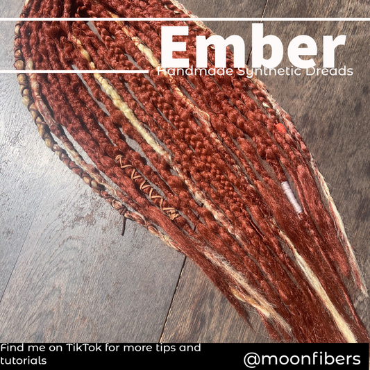 Ember - Light Auburn  Dreadlock Extensions Synthetic Double Ended Dreadlocks Synthetic Dread Set - Auburn - Ginger