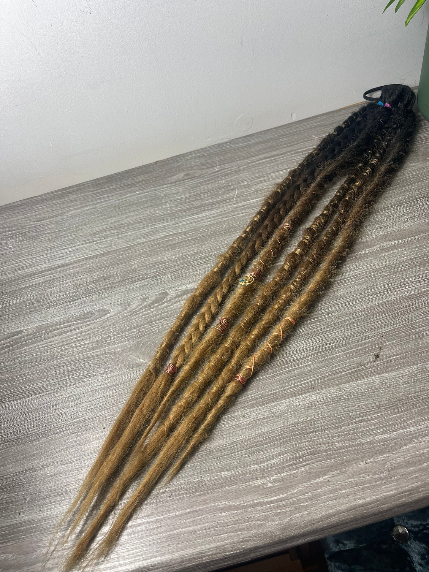 Ombre Black Brown Blonde Elastic Dread Ponytail Custom Set Dreadlocks Synthetic Dread Set (6) Blonde Ombre Mix Dreadlock Set