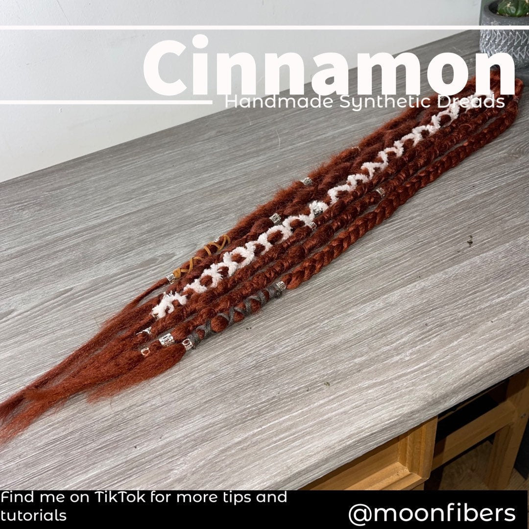 Cinnamon Auburn Spice Elastic Dread Ponytail Custom Set Dreadlocks Synthetic Dread Set (6)